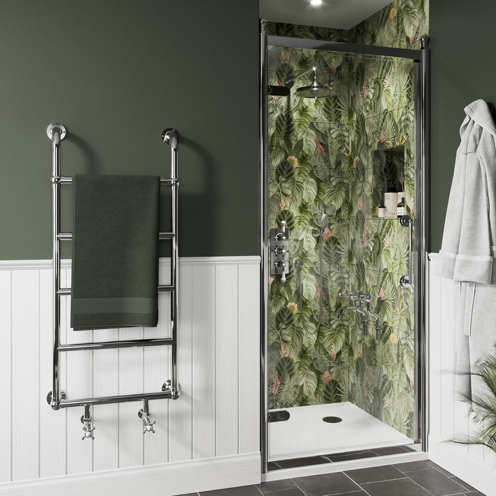 Burlington Classique 800mm Chrome Shower Door With 1850 Handle & Finials